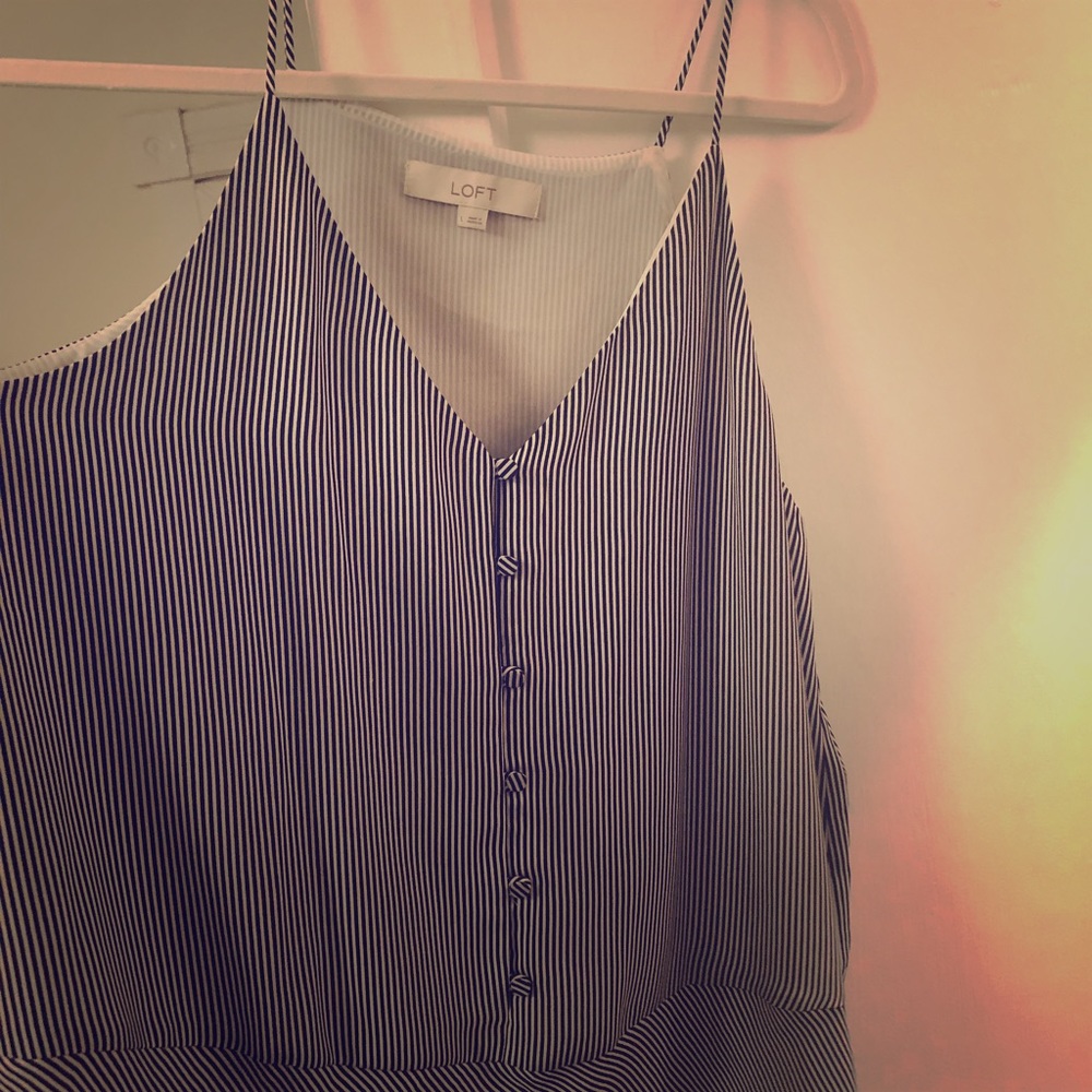 Loft black and white stripe tank blouse.